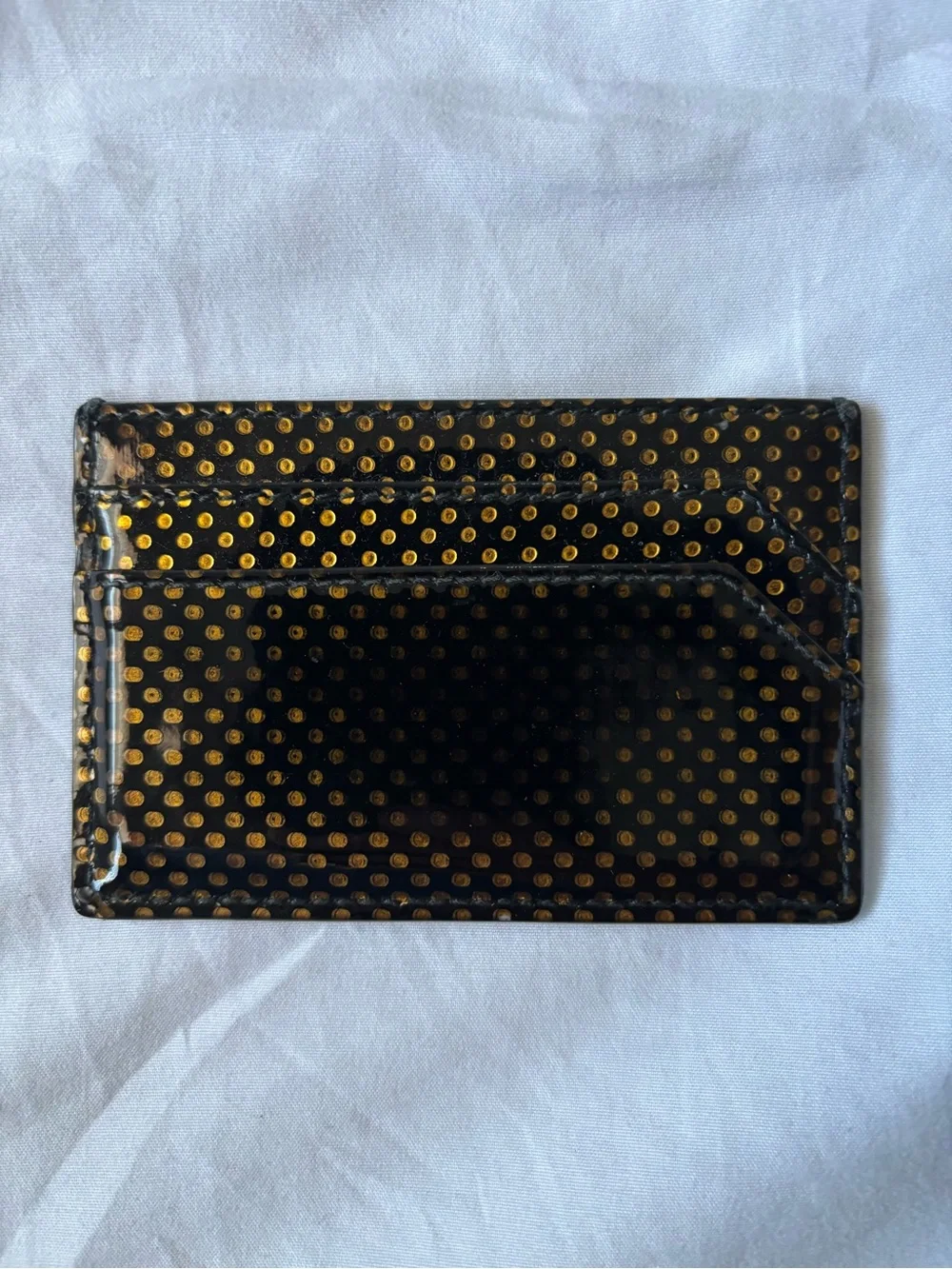 Jimmy Choo Black Card Holder with Gold Dot Studs